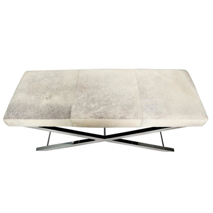 Chrome Stainless Steel Bench With Grey Hairline Leather