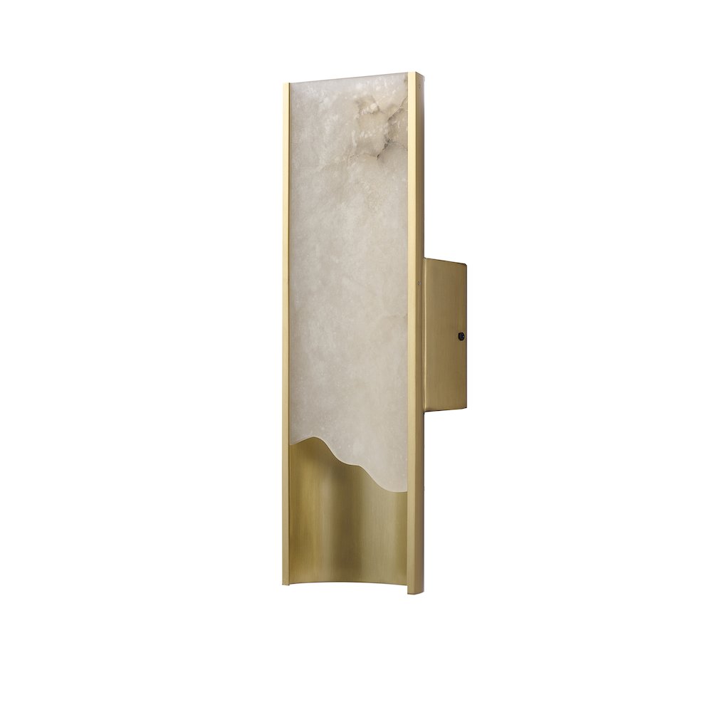1-Light Stain Brass Aluminum LED Wall Sconce With White Alabaster Accents