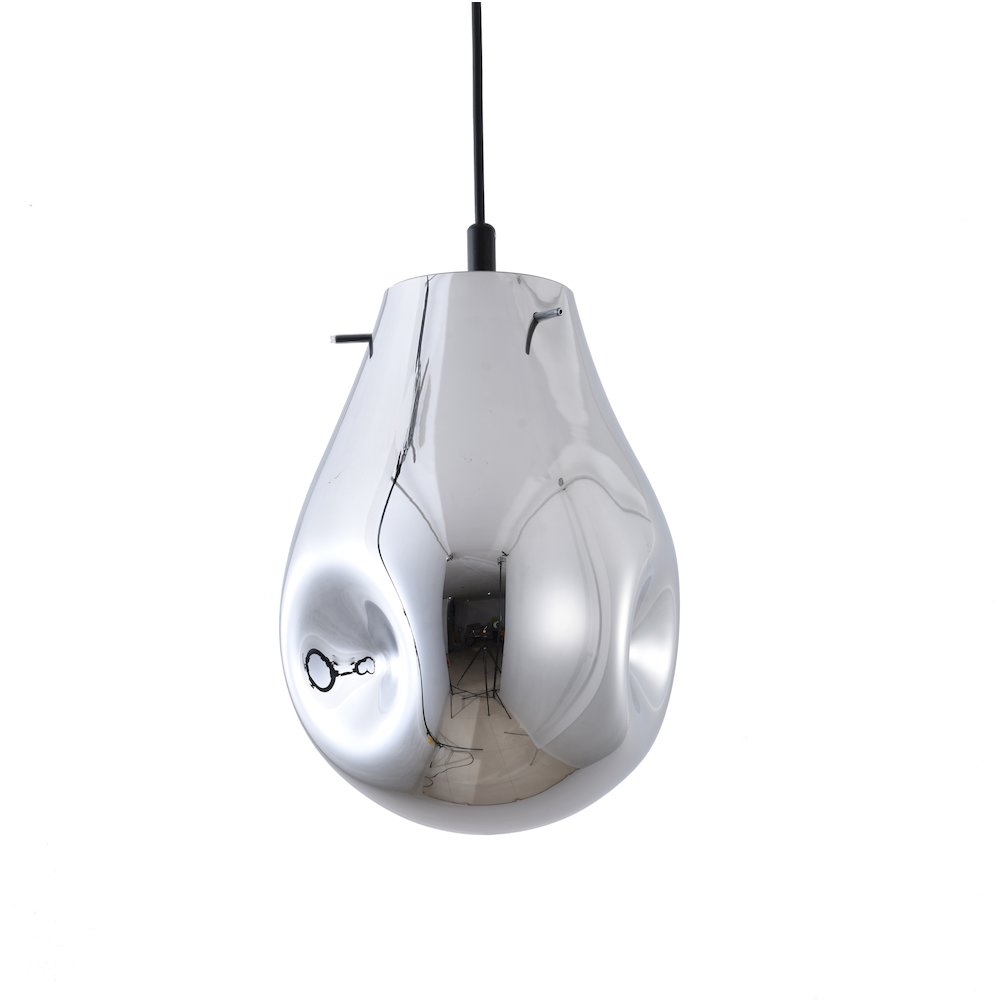 1-Light Black Single Pendant With A Silver Glass Shade