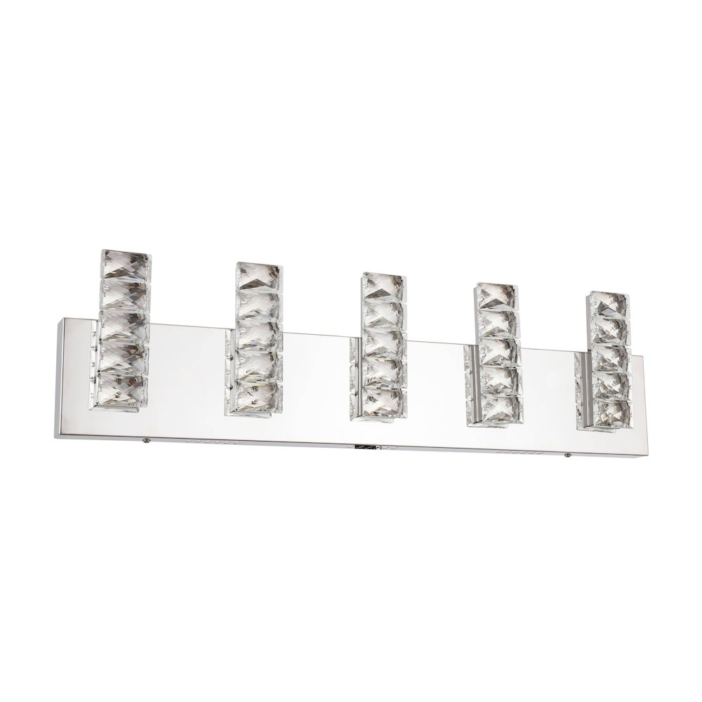 5-Light Chrome LED Wall Sconce With Clear Crystals