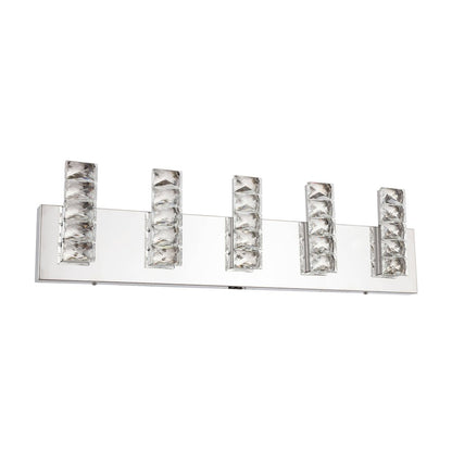 5-Light Chrome LED Wall Sconce With Clear Crystals