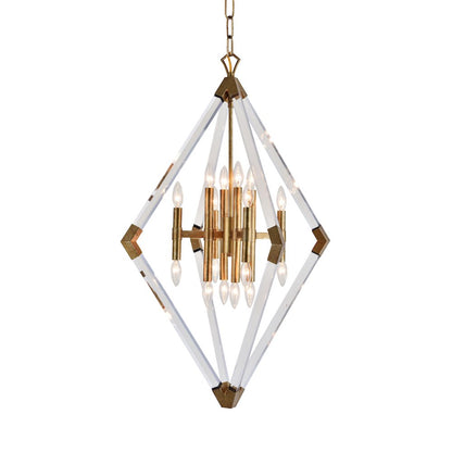 16-Light Antique Gold Chandelier With Clear Acrylic Arms