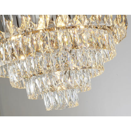 11-Light Chrome Stainless Steel Chandelier With Clear Crystals