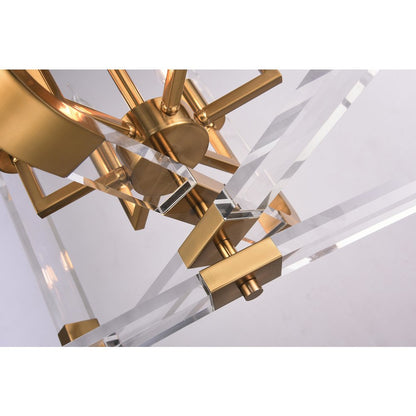 6-Light Copper Metal Chandelier With Clear Acrylic Arms