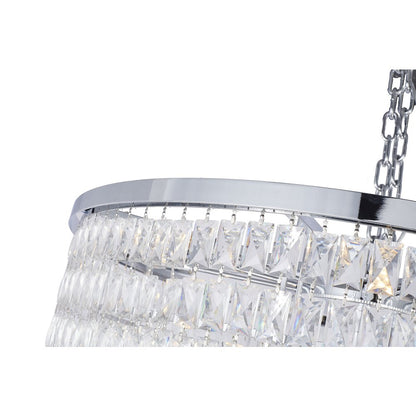 27-Light Chrome Chandelier With Clear Crystals