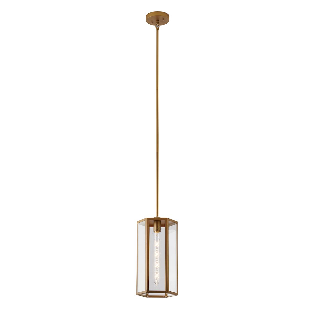 1-Light Brass Outdoor Pendant With A Clear Glass Shade