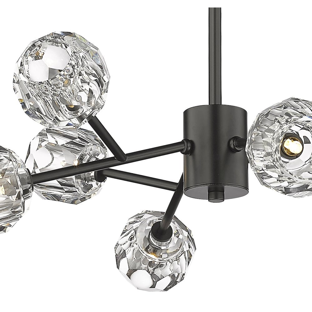 8-Light Black Chandelier With Clear Crystal Shades
