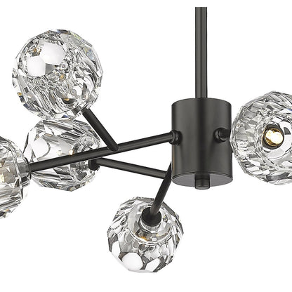 8-Light Black Chandelier With Clear Crystal Shades