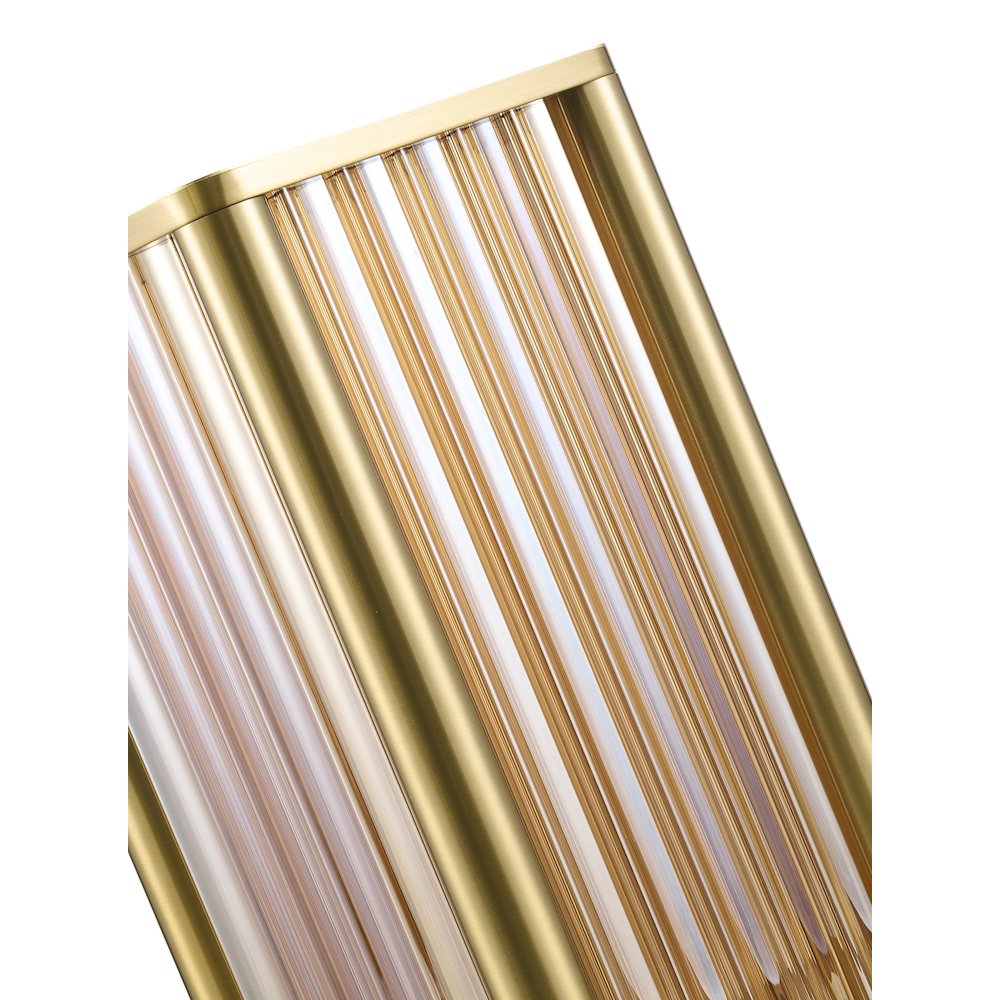 1-Light Satin Brass Stainless Steel LED Table Lamp With Clear Glass Rods
