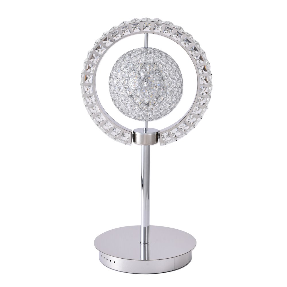 2-Light Chrome ORB Table Lamp With Clear Crystals