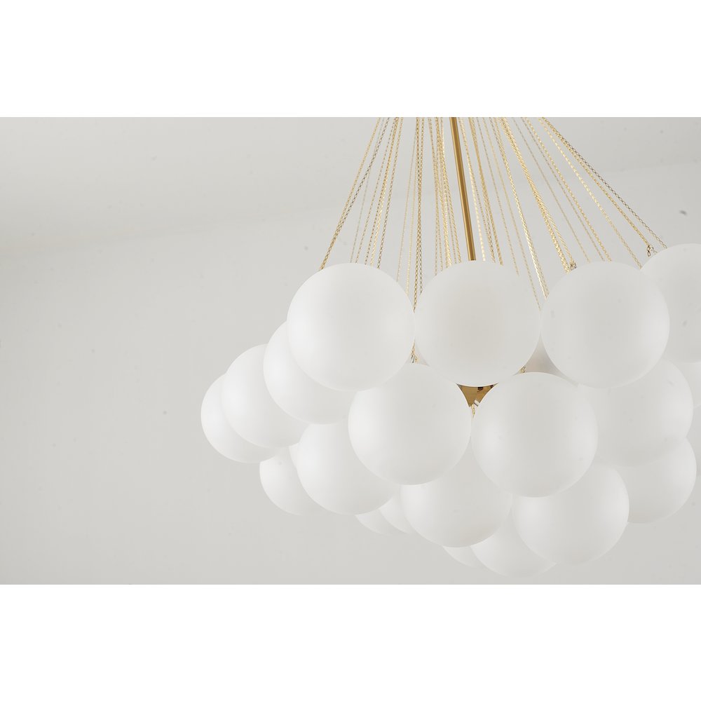 3-Light Gold Chandelier With White Frosted Glass Shades