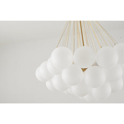 3-Light Gold Chandelier With White Frosted Glass Shades