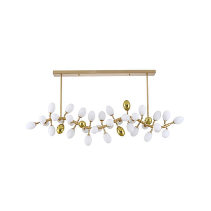 42-Light Satin Brass Chandelier With White Glass Shades