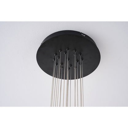 19-Light Black Chandelier With White Glass Shades