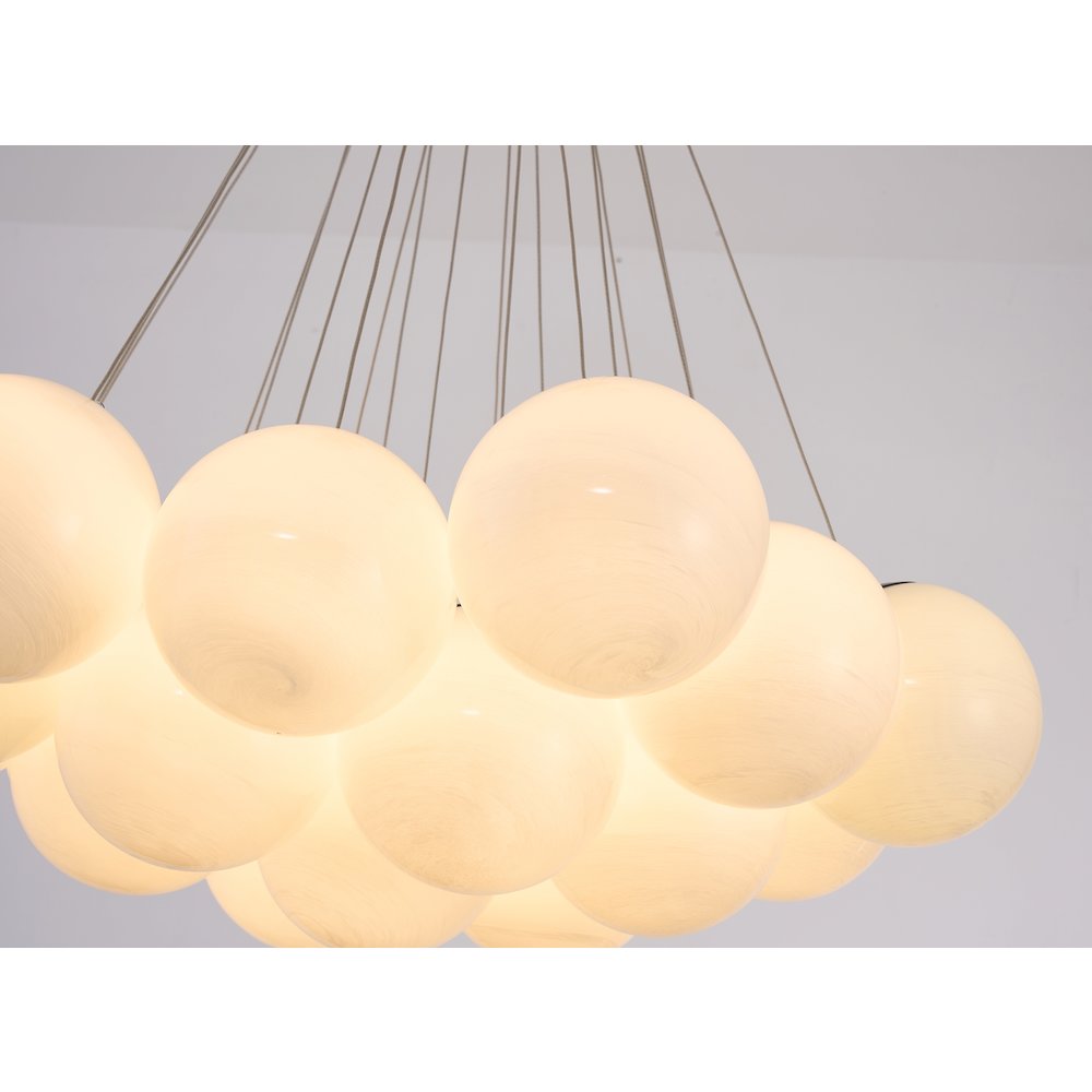 19-Light Black Chandelier With White Glass Shades