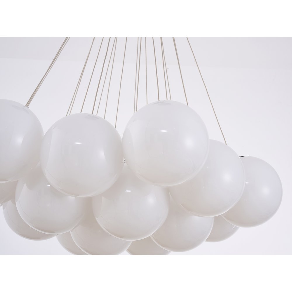 19-Light Black Chandelier With White Glass Shades
