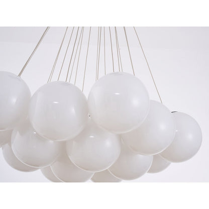 19-Light Black Chandelier With White Glass Shades