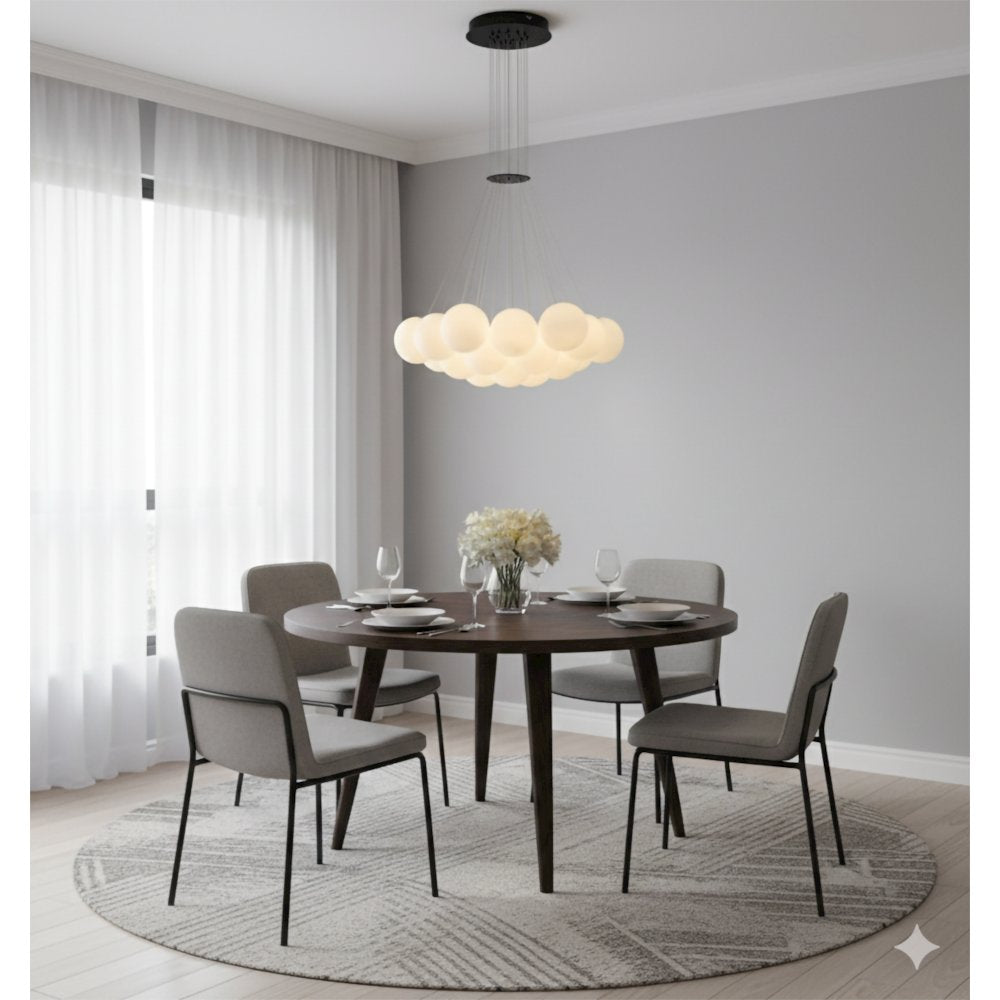 19-Light Black Chandelier With White Glass Shades