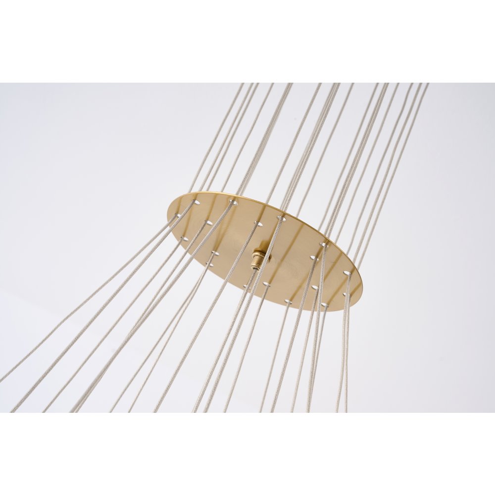 19-Light Brass Chandelier With White Glass Shades