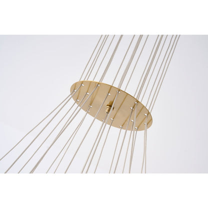 19-Light Brass Chandelier With White Glass Shades