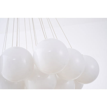 19-Light Brass Chandelier With White Glass Shades