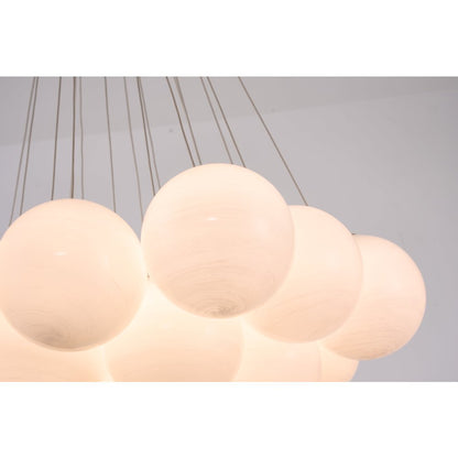 19-Light Brass Chandelier With White Glass Shades