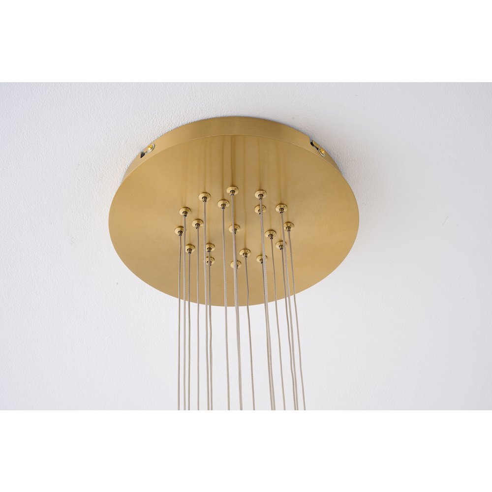 19-Light Brass Chandelier With White Glass Shades