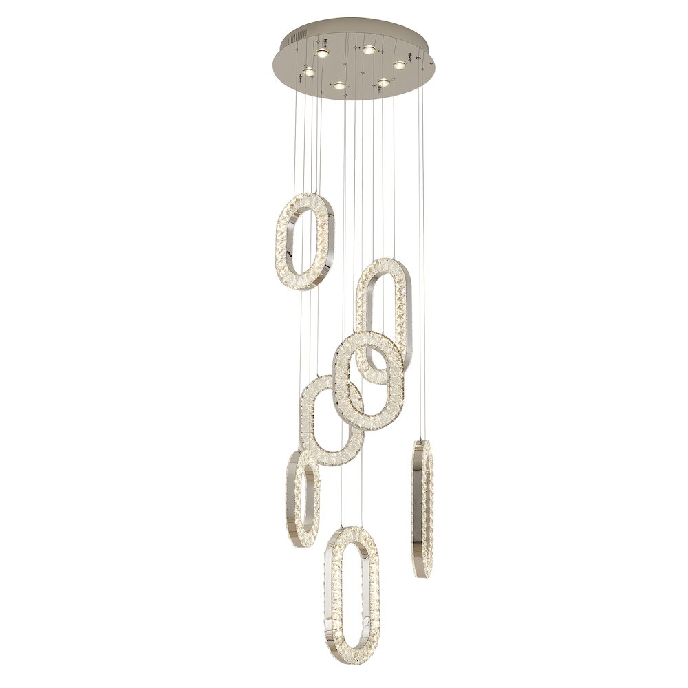 13-Light Chrome LED Chandelier With Clear Crystal Pendants