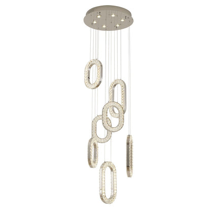 13-Light Chrome LED Chandelier With Clear Crystal Pendants
