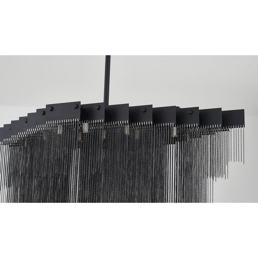20-Light Satin Black Chandelier With Hanging Aluminum Chains