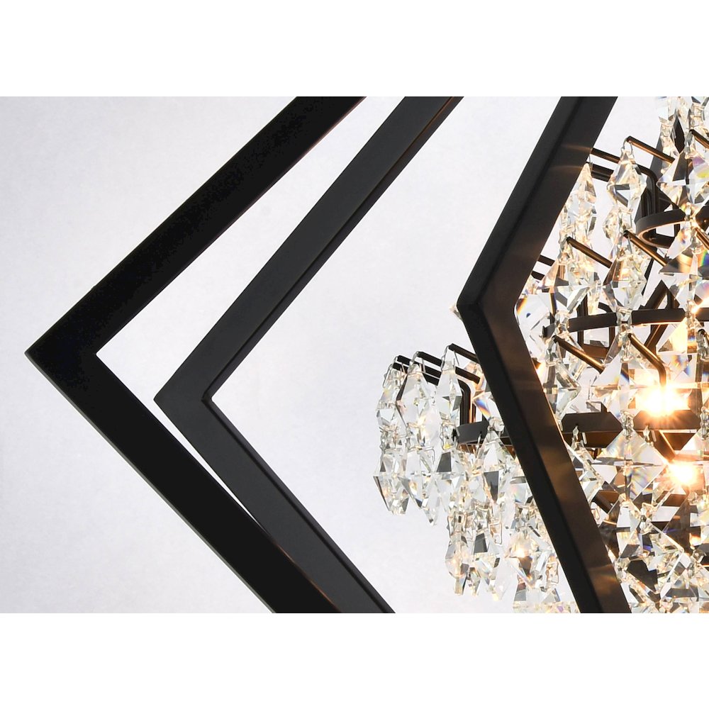4-Light Black Metal Chandelier With Clear Crystals