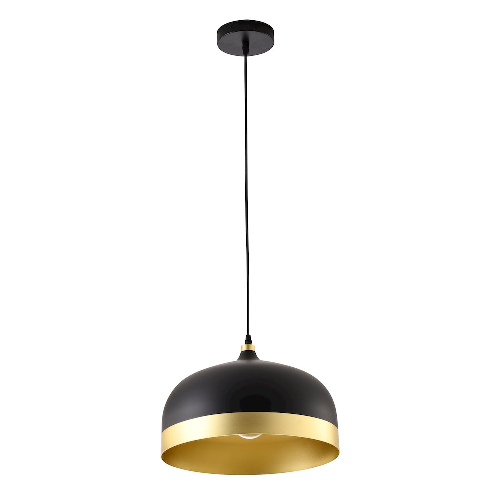 1-Light Black And Gold Aluminum Shade Pendant