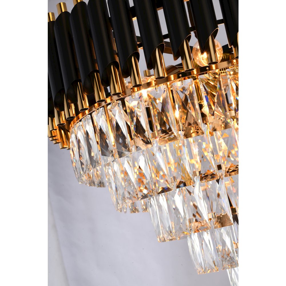8-Light Gold And Black Chandelier With Clear Crystals