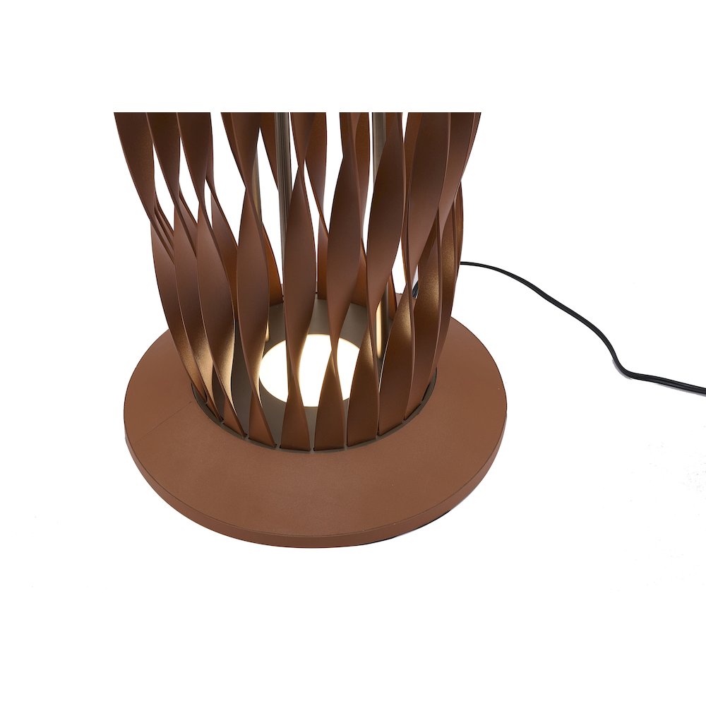 3-Light Black Iron LED Floor Lamp With Leather Accents