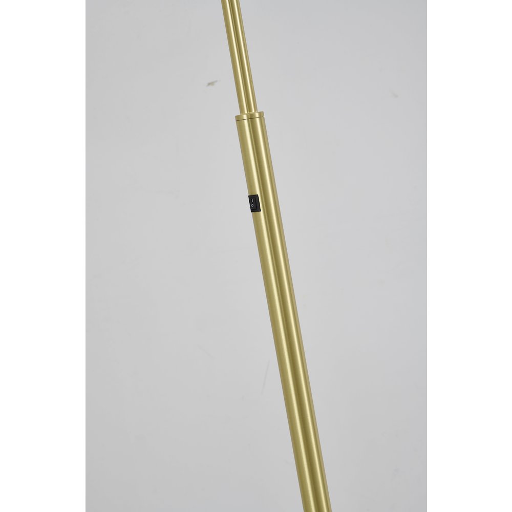 1-Light Satin Brass Metal Floor Lamp With A Metal Shade