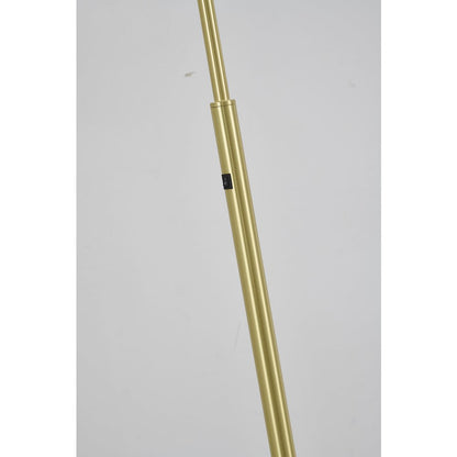 1-Light Satin Brass Metal Floor Lamp With A Metal Shade