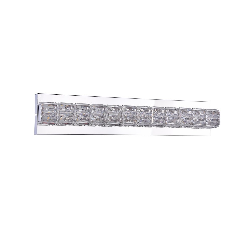1-Light Chrome Wall Sconce With Clear Crystal Accents