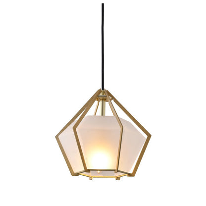 1-Light Gold Aluminum Single Pendant With Frosted Glass