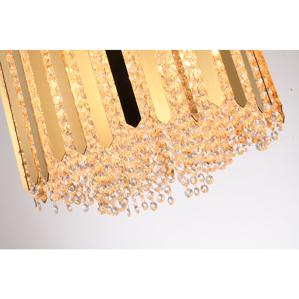 1-Light Gold Stainless Steel Pendant With Clear Crystals