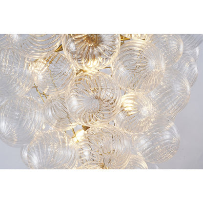 12-Light Brass Chandelier With Clear Swirl Glass Shades