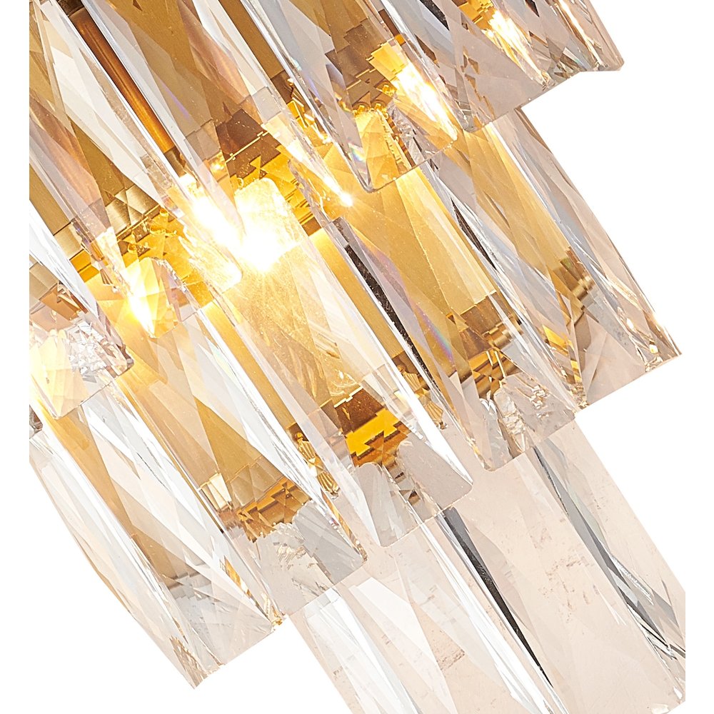 3-Light Brass Wall Sconce With Clear Hanging Crystals