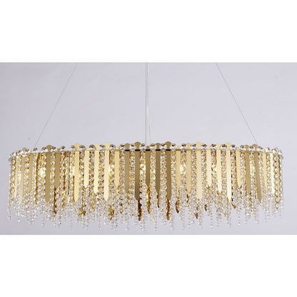 16-Light Gold Stainless Steel Chandelier With Clear Crystal Beads