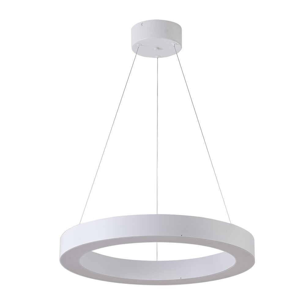 1-Light Matte White LED Halo Ring Chandelier