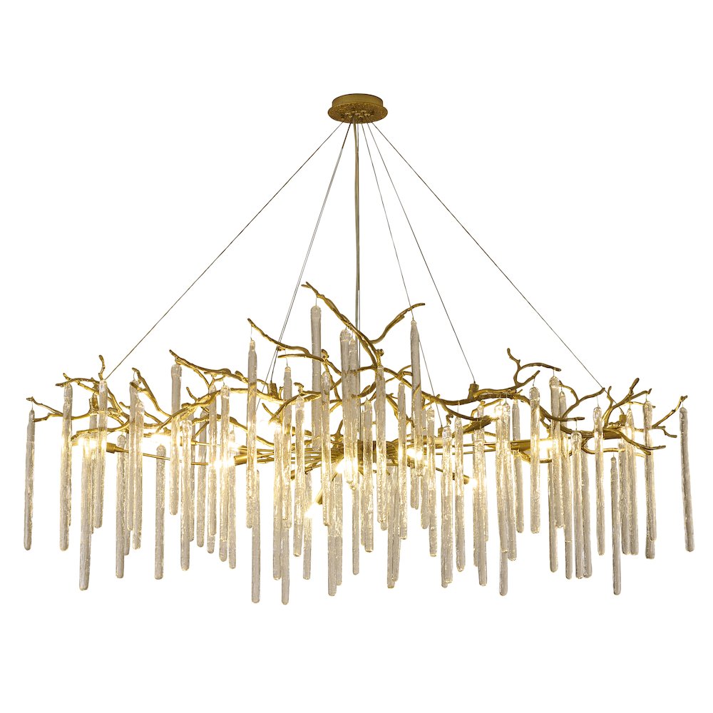 16-Light Brass Aluminum Chandelier With Clear Glass Drop