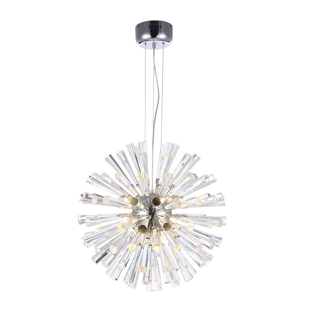 12-Light Chrome Iron Chandelier With Clear Crystal Spikes