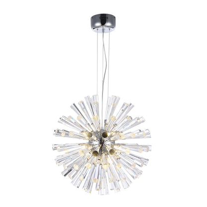 12-Light Chrome Iron Chandelier With Clear Crystal Spikes
