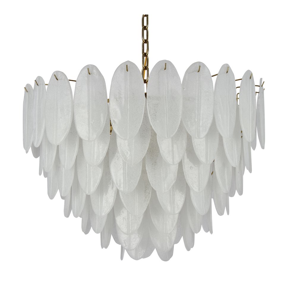 22-Light Brass Chandelier With Frosted Petal Glass