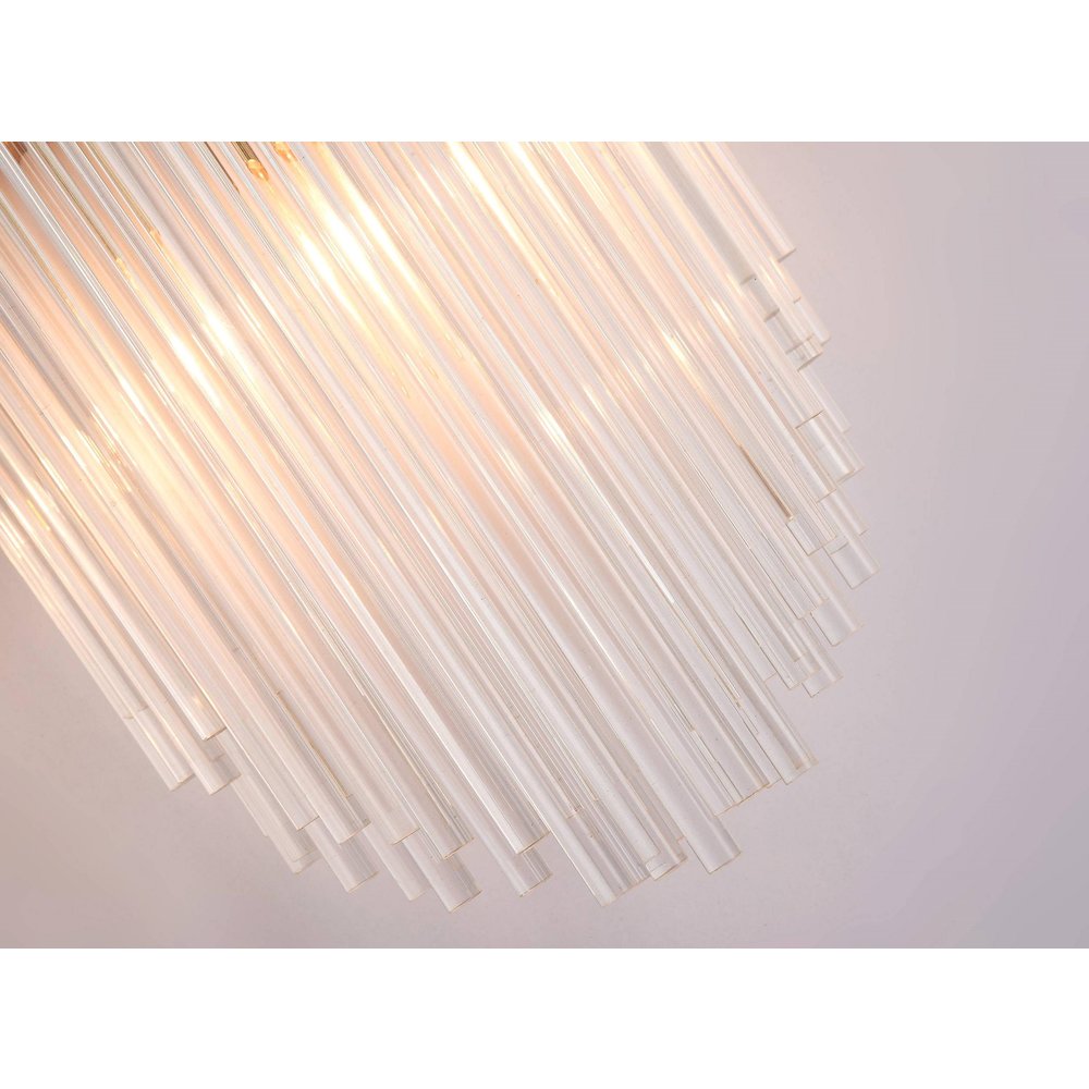 3-Light Chrome Metal Wall Sconce With Clear Glass Rods