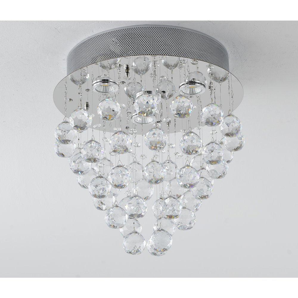4-Light Chrome Flush Mount With Clear Crystals