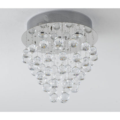 4-Light Chrome Flush Mount With Clear Crystals